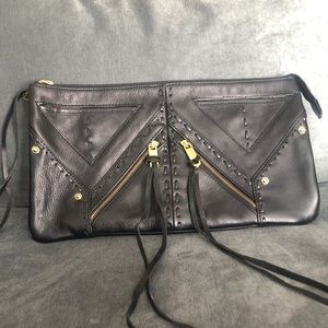 Rebecca Minkoff black leather moto clutch